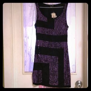 Purple & black sequin dress